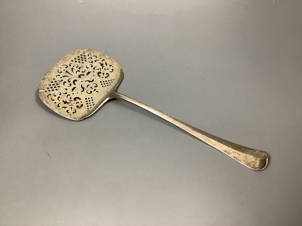 An 18th century Dutch pierced white metal cake slice?